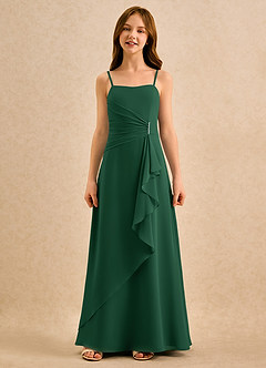 Azazie lolly Girls Formal Flower Girl Dresses Dark Green A-Line Pleated Chiffon Dress image4