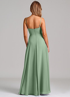 Azazie Elle Brautjungfernkleider A-Linie Plissee Chiffon Kleid Matcha image7