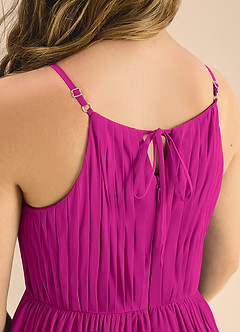 Azazie Elliora Junior Fuchsia A-Line Pleated Chiffon Dress image7