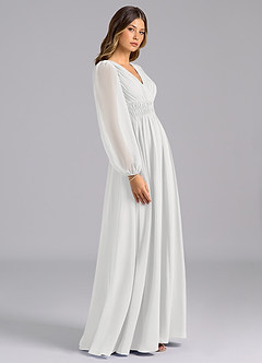 Azazie Palerma Šaty pre družičky A-Line Dlhý rukáv Šifón Dĺžka podlahy Šaty image3