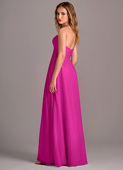 Azazie Joni Bridesmaid Dresses Fuchsia A-Line Strapless Chiffon Convertible Dress image3
