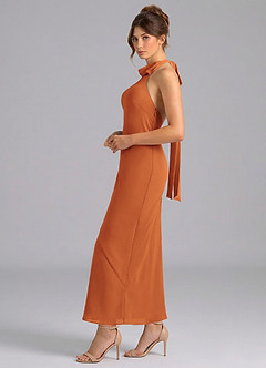 Azazie Velli Bridesmaid Dresses Cinnamon Mermaid High Neck Chiffon Dress image4