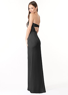 Azazie Leonis Bridesmaid Dresses Black Mermaid Pleated Stretch Satin Convertible Dress image7