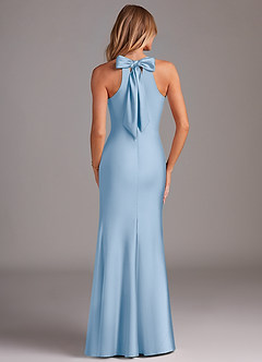 Azazie Doretta Bridesmaid Dresses Powder Blue Mermaid Pleated Stretch Satin Dress image3