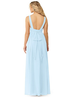 Azazie Kora Robes de demoiselle d'honneur Robe Trapèze en Mousseline de soie Plissée Bleu Ciel image2