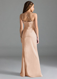Azazie Eren Junior English Rose Sheath Pleated Stretch Satin Dress image2