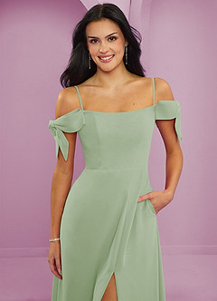 Barbie ♥ Azazie Bridesmaid Dresses Dusty Sage A-Line Off the Shoulder Chiffon Convertible Dress image3
