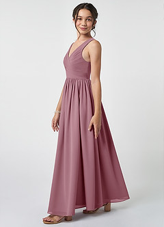 Azazie Keyla Junior Vintage Mauve A-Line Pleated Chiffon Dress image3