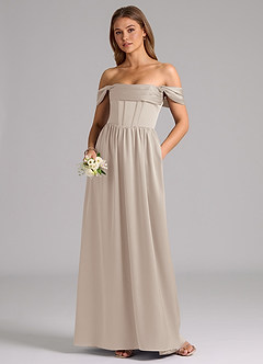 Azazie Hattie Robes de demoiselle d'honneur Robe Trapèze en Satin extensible Corset Givre image5