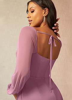 Azazie Charissa Bridesmaid Dresses Vintage Mauve Sheath Corset Pleated Mesh Dress image6