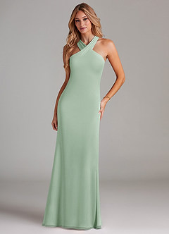 Azazie Doretta Bridesmaid Dresses Agave Mermaid Pleated Chiffon Dress image3