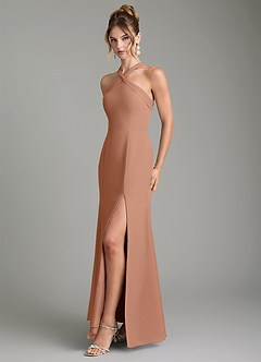 Azazie Rue Bridesmaid Dresses Bronzer A-Line Halter Chiffon Dress image5