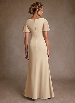 Azazie Suffolk vestidos de madre de la novia Vestido de Champán de Gasa de Corte en A con Plisado image3