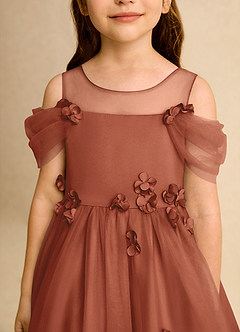 Azazie Juni Flower Girl Dresses Auburn Ball-Gown Pleated Tulle Dress image9