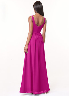 Azazie Keyla Jurken voor bruidsmeisjes Jurk van Chiffon met A-Lijn V-hals geplooid Fuchsia image5