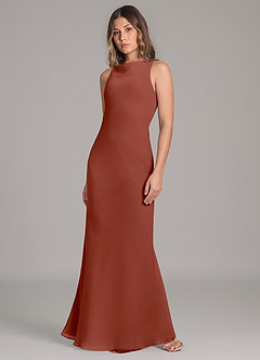 Azazie Allettie Bridesmaid Dresses Auburn Mermaid Chiffon Dress image3