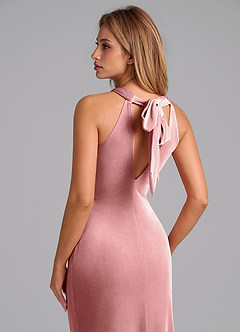 Azazie Doretta Bridesmaid Dresses Dusty Rose Mermaid Pleated Velvet Dress image2