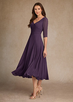 Azazie Durant Mother of the Bride Dresses Plum A-Line Pleated Chiffon Dress image1