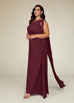 Azazie Franchesca Mère de la mariée Robes Robe Sirène en Mousseline extensible Plissée Cabernet image9