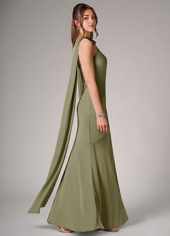 Azazie Kinsley Robes de demoiselle d'honneur Robe Sirène en Satin extensible Fente Latérale Pistache image6