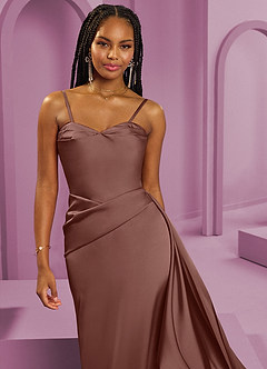 Barbie ♥ Azazie Bridesmaid Dresses Espresso Sheath Strapless Stretch Satin Convertible Dress image4