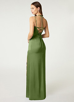 Azazie Desi Bridesmaid Dresses Juniper Sheath Halter Corset Stretch Satin Dress image5