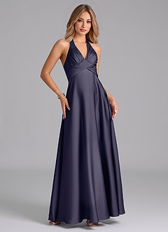 Azazie Tessie Bridesmaid Dresses Stormy A-Line Pleated Stretch Satin Dress image4