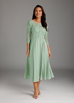 Azazie Marge Mother of the Bride Dresses Agave A-Line Scoop Lace Chiffon Dress image2