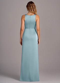Azazie Wrenlee Bridesmaid Dresses Moody Blue A-Line Stretch Satin Dress image7