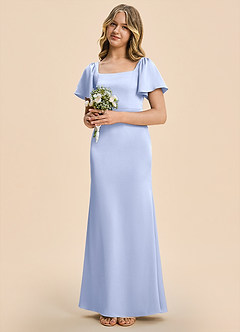 Azazie Chace Junior Ice Sheath Stretch Satin Dress image3