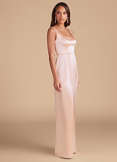 Azazie Flori Brautjungfernkleider Etui Seitliche Cut-Outs Metallischer Satin Kleid Roségold image5