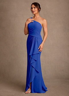 Azazie Floy Mother of the Bride Dresses Royal Blue Sheath One Shoulder Chiffon Dress image2