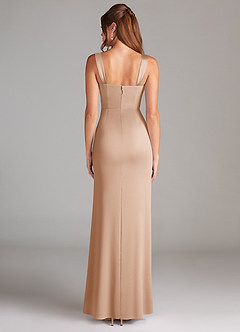 Azazie Denice Bridesmaid Dresses English Rose Sheath Pleated Stretch Satin Dress image2