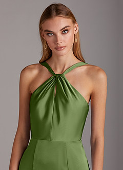 Azazie Elana Bridesmaid Dresses Juniper Sheath Side Slit Stretch Satin Dress image6