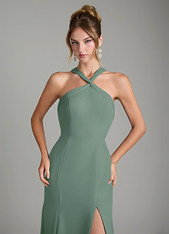 Azazie Rue Bridesmaid Dresses Eucalyptus A-Line Halter Chiffon Dress image3