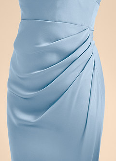 Azazie Renna Junior Powder Blue A-Line Pleated Stretch Satin Dress image7
