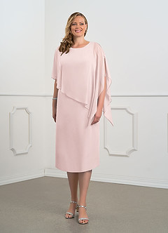 Azazie Sparrow Mère de la mariée Robes Robe Fourreau en Mousseline de soie Sequins Rose Pâle image7