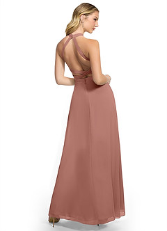 Azazie Clarice Bridesmaid Dresses Cedar Rose A-Line Halter Chiffon Dress image4