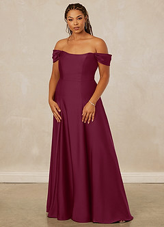 Christian Siriano Bridal for Azazie 1002 Bridesmaid Dresses Mulberry A-Line Off the Shoulder Stretch Satin Convertible Dress image11