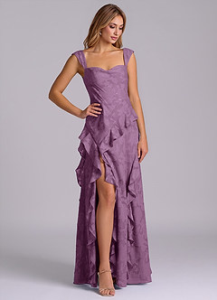 Azazie Sloane Bridesmaid Dresses Wisteria A-Line Sweetheart Neckline Floral Burnout Dress image4