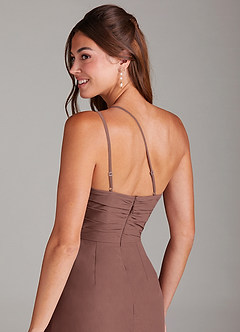 Azazie Eren Bridesmaid Dresses Espresso Mermaid One Shoulder Chiffon Dress image2