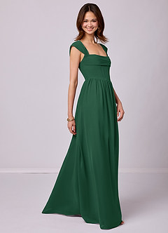 Barbie ♥ Azazie Bridesmaid Dresses Dark Green A-Line Corset Chiffon Dress image3