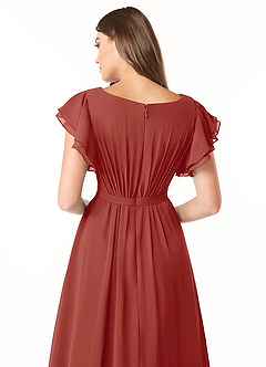 Azazie Daphne Modest Bridesmaid Dresses A-Line Ruffled Chiffon Floor-Length Dress image5