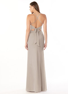 Azazie Aribella Bridesmaid Dresses Frost Sheath Ruched Chiffon Dress image2