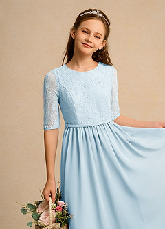 Azazie Pippin Junior Formal vestidos de niña de las flores Vestido de Azul Cielo de Encaje de Corte En A image3