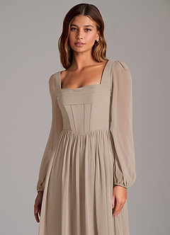 Azazie Maree Brautjungfernkleider A-Linie Korsett Chiffon Kleid Taupe image7