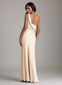 Azazie Madelyn Bridesmaid Dresses White Alabaster Mermaid One Shoulder Chiffon Convertible Dress image9