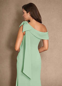 Azazie Myers Mother of the Bride Dresses Dusty Sage Mermaid Pleated Stretch Crepe Dress image7
