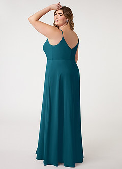 Azazie Daenerys Brautjungfernkleider A-Linie Kutte Chiffon Kleid Tintenblau image11