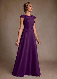 Azazie Christi Mother of the Bride Dresses Grape A-Line Lace Chiffon Dress image3